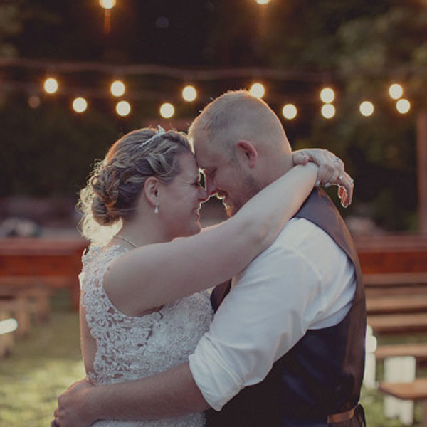 Megan & Zach Outside the Venue at Night